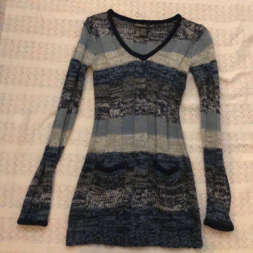 Blue and Gray Knit Sweater